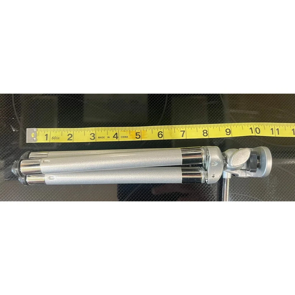 Silver Aluminum Tabletop Mini Tripod with 3-Way Pan Head and Handle